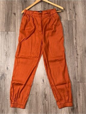 Express Rust Orange Linen Blend Track Joggers
